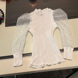 Long sleeve shirt sheer polka dot sleeves